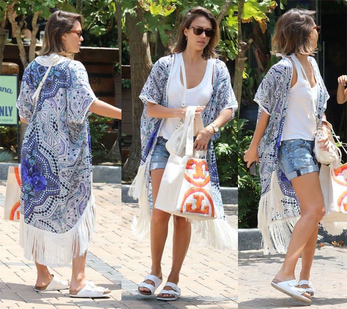 Jessica Alba keeps it laid-back in boyfriend shorts, perfect for beach or park days