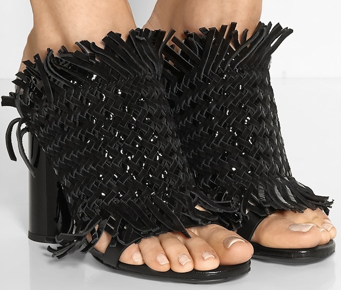 Proenza Schouler Woven Patent-Leather and Suede Mules
