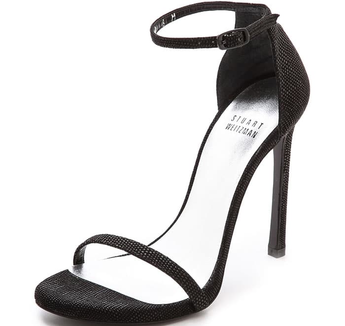 Stuart Weitzman Nudist Black Goosebump Sandals