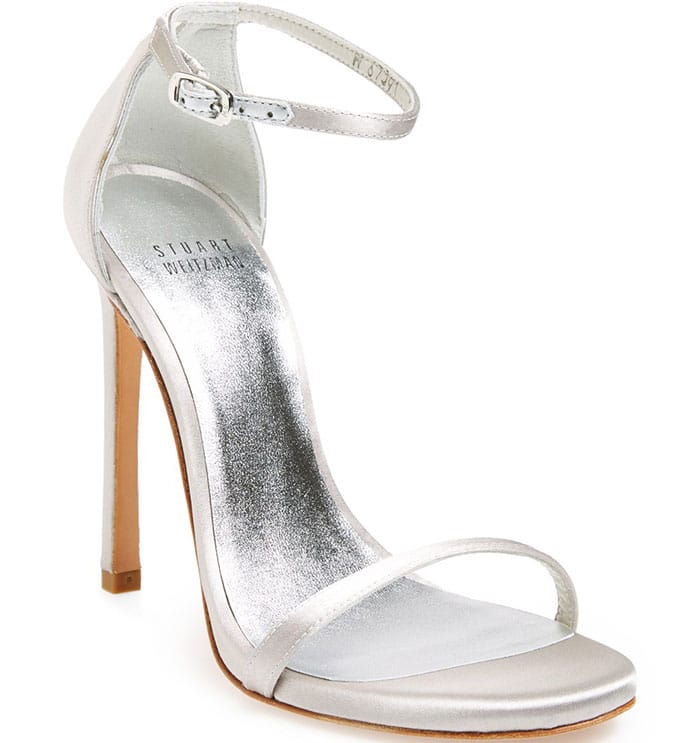 Stuart Weitzman Nudist Sandals Plata Satin