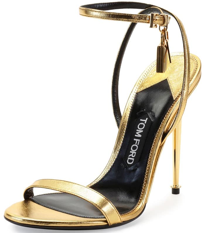 Tom Ford Metallic Ankle-Lock Sandals