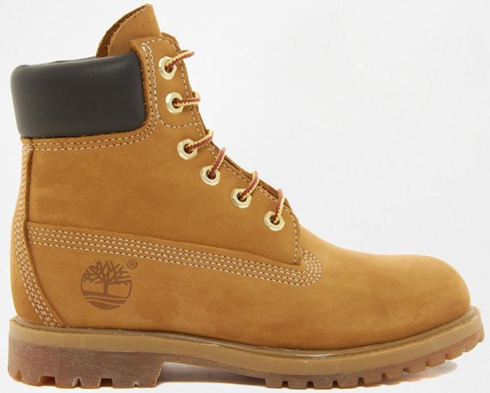 Timberland 6 Inch Premium Lace Up Beige Flat Boots