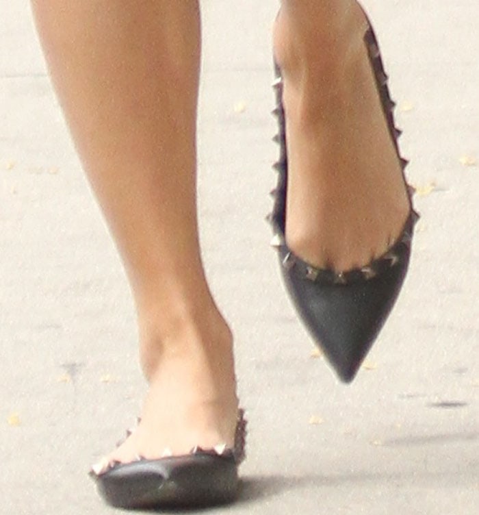 Vanessa Hudgens shows off the detailing on her studded Valentino flats