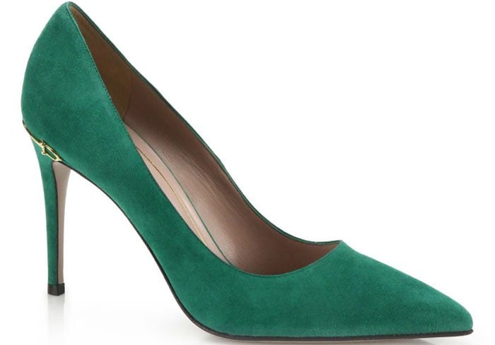 Gucci Adina Horsebit Suede Pumps Green