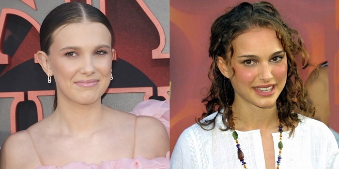 Millie Bobby Brown and a young Natalie Portman share strikingly similar features, fueling years of fan comparisons between the two actresses
