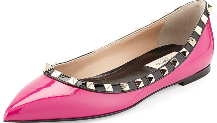 Valentino Rockstud Ballerina Flats Colorblock