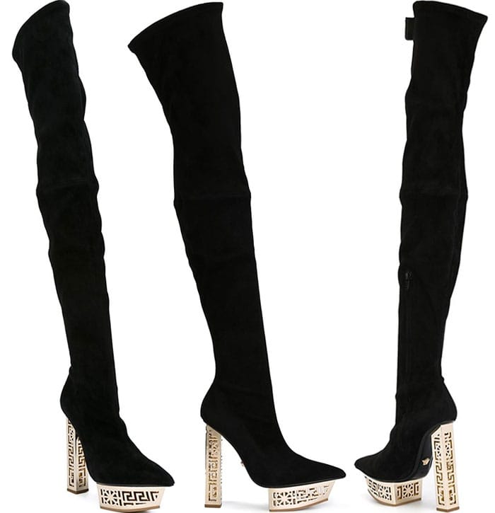 Versace Suede Over-the-Knee Platform Boots
