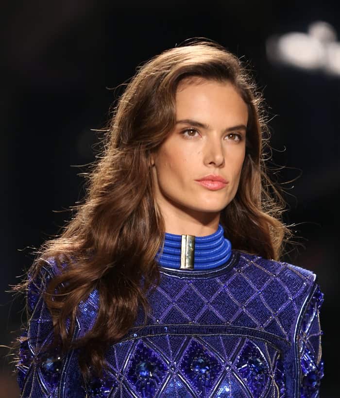 Alessandra Ambrosio mesmerizes in a rich blue Balmain x HM creation