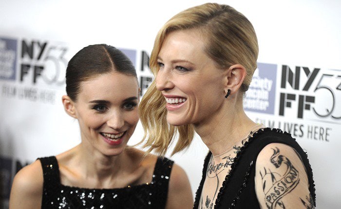Rooney Mara shared a lighthearted moment on the red carpet with co-star Cate Blanchett at the New York Film Festival