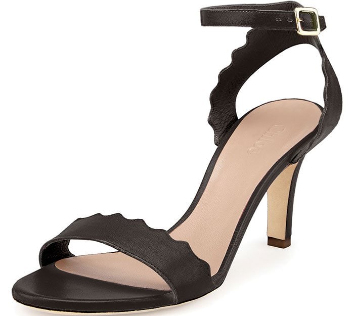 Chloé Scalloped Sandals Black Leather