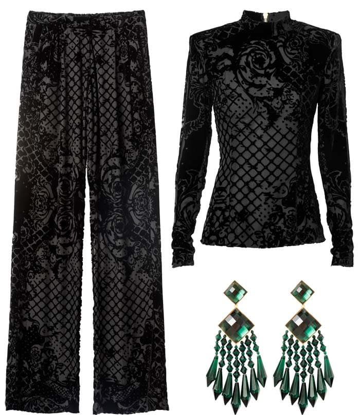 Balmain x HM Pants, Top and Earrings