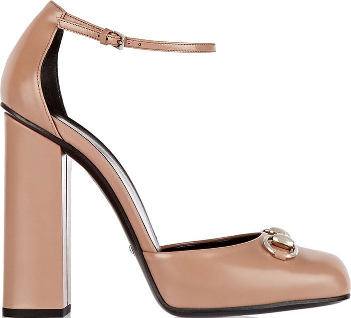 Nude Gucci Horsebit-Detailed Mary Jane Pumps