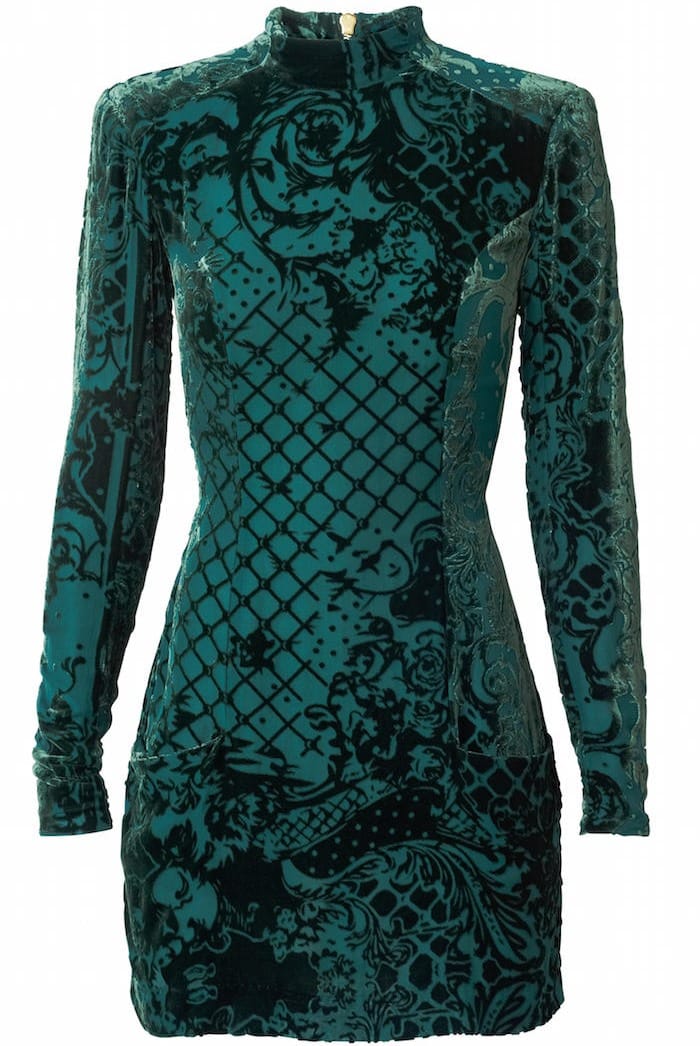 Balmain x HM Green Velvet Dress