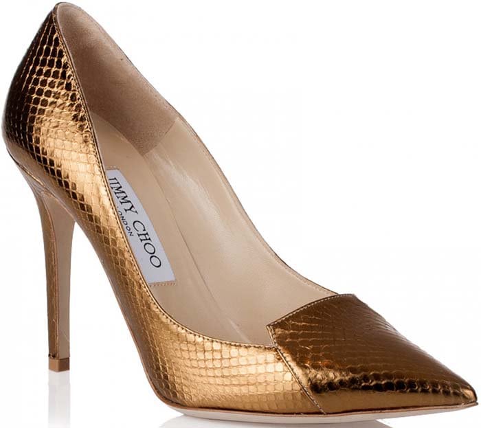 Jimmy Choo Ari Gold Watersnake Pump