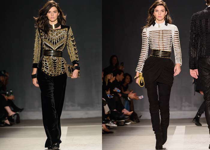 Kendall Jenner walks the runway at the Balmain x HM collection launch