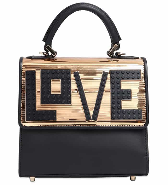 Les Petits Joueurs Mini Alex Love Metallic Leather Bag