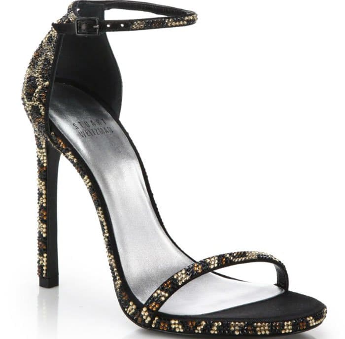 Stuart Weitzman Nudist Sandals Leopard Crystals