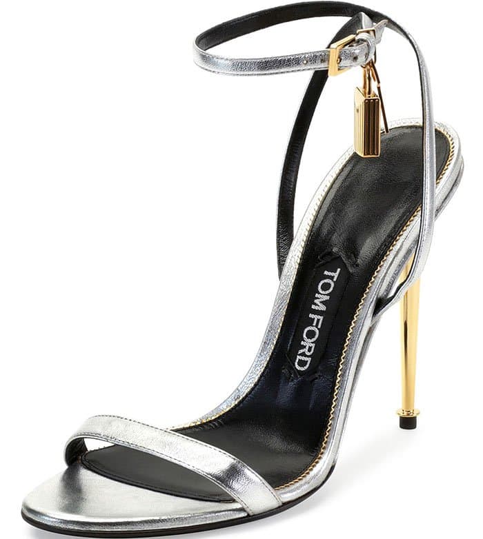 Tom Ford Metallic Ankle-Lock Sandals