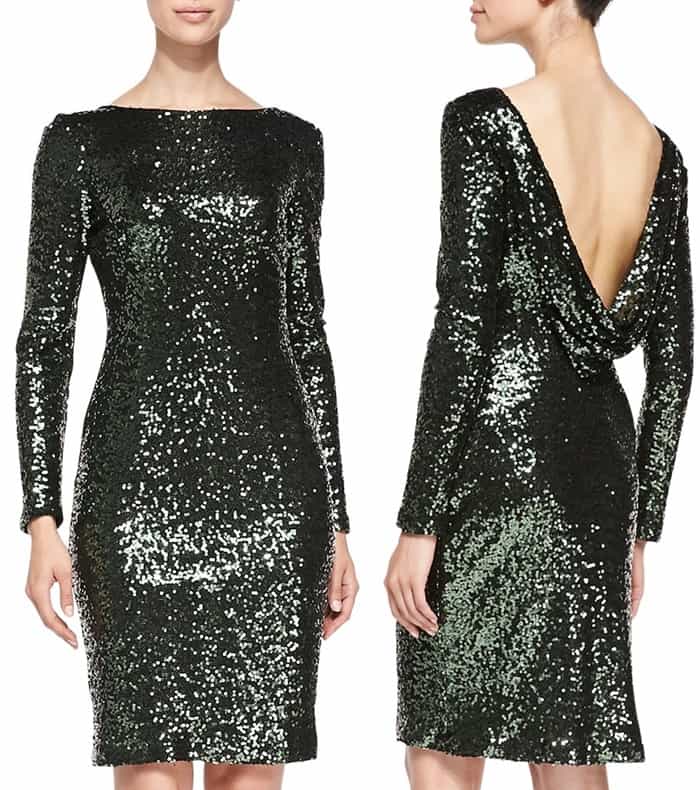 Badgley Mischka Emerald Sequined Dress