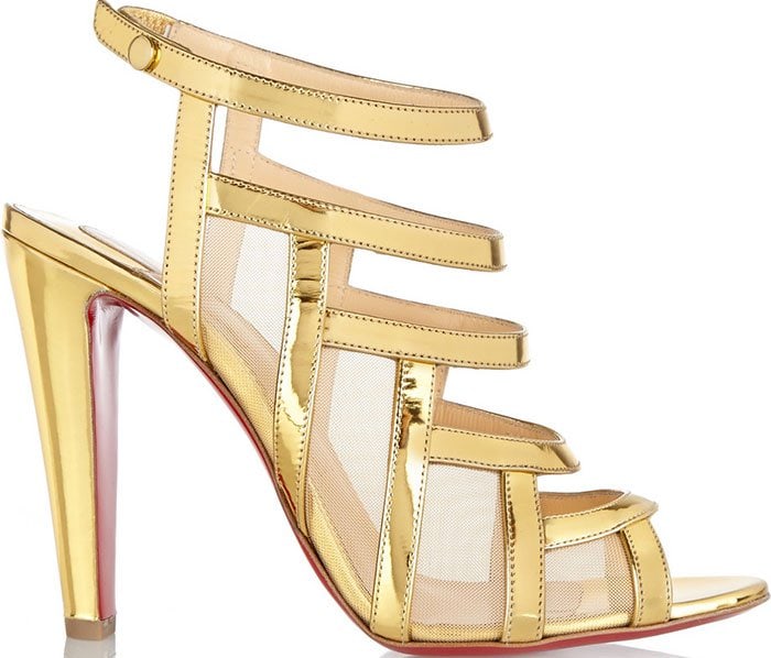 A metallic gold iteration of the “Nicobar” sandal spotlights the style’s sleek mesh panels and polished, high-shine finish