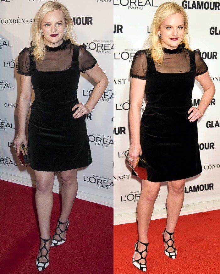 Elisabeth Moss flaunts her hot legs in Rene Caovilla shoes