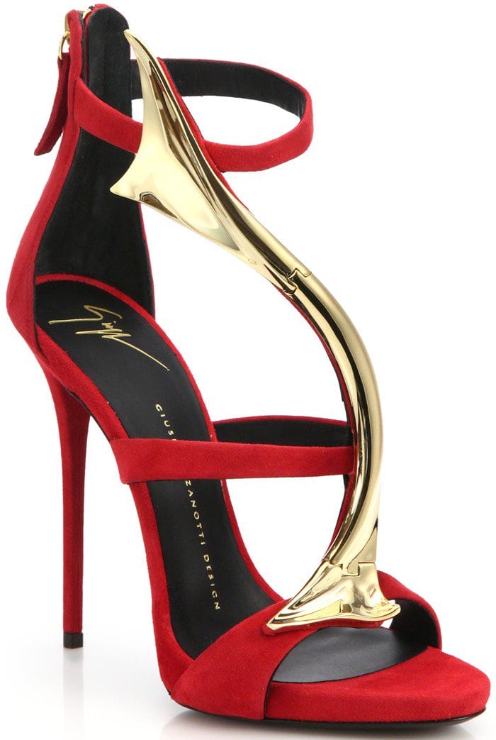 Giuseppe Zanotti Red Suede Goldtone Overlay Sandals