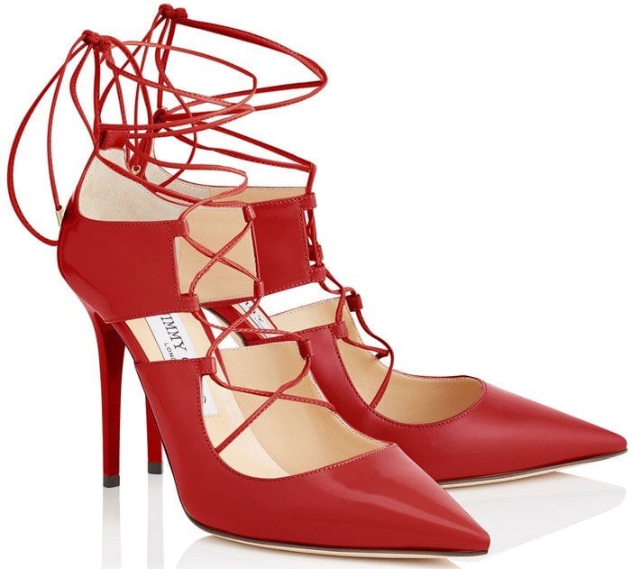 Jimmy Choo Hoops Lace-Up Pumps Red