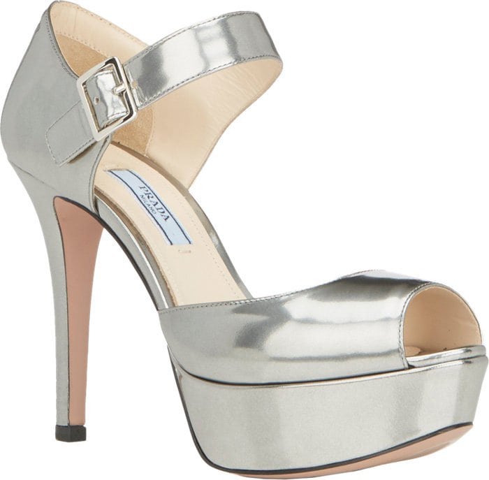 Prada Leather Ankle-Strap Platform Sandals