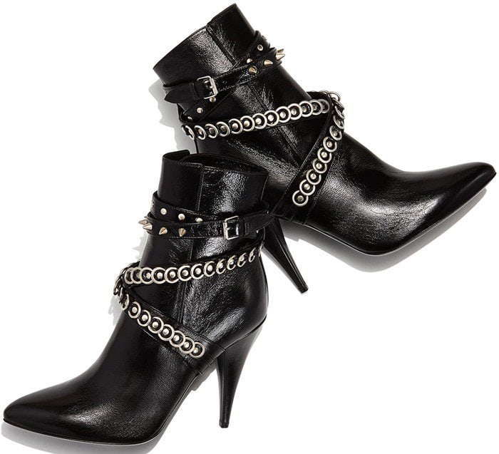 Saint Laurent Chain-Wrapped Tumbled Leather Boot