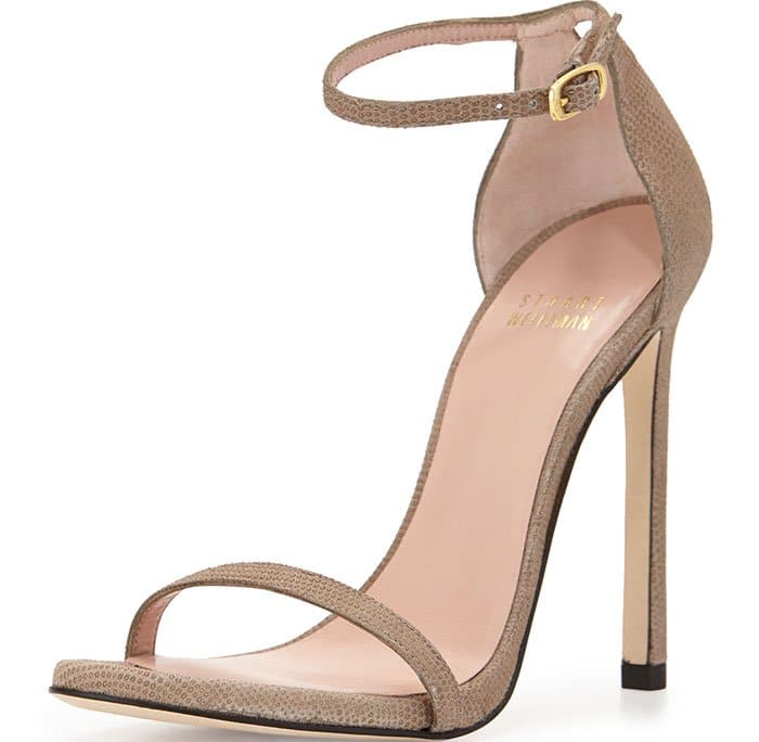 Stuart Weitzman Nudist Fawn Goosebump Napa Sandals
