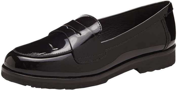 The Vince Camuto "Mitchell" loafer combines patent-leather shine with a streamlined penny-loafer silhouette for everyday polish