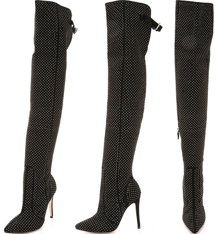 Studded suede gives these over-the-knee boots an edgy aesthetic