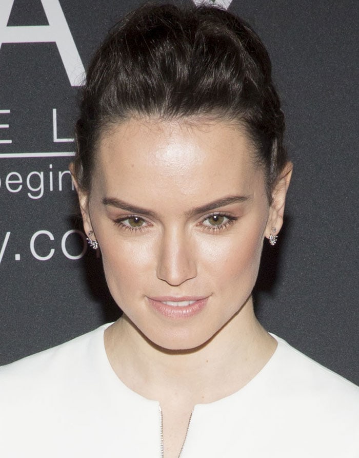 Daisy Ridley's hair was worn in a chic braided updo