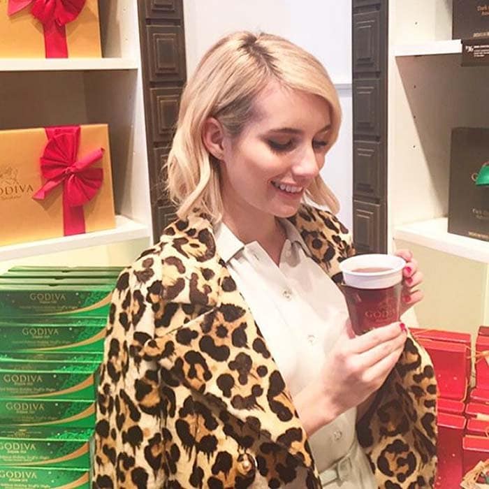 Roberts' leopard-print obsession extended beyond the sidewalk, as seen in this cozy Instagram snap wrapped in the same standout coat