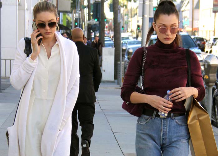 Gigi Hadid and her sister Bella Hadid go for a shopping trip at Yves Saint Laurent