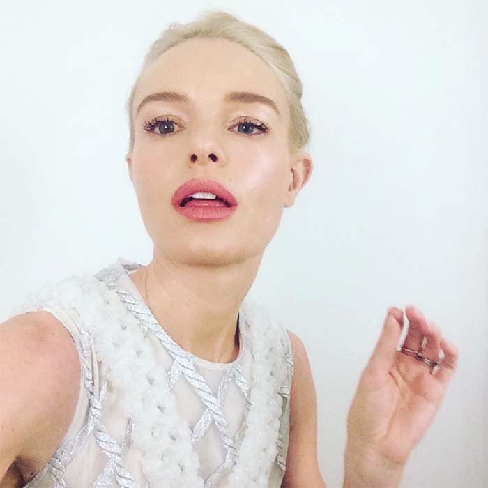 Bosworth gives a closer look at the soft pink makeup and luminous skin she chose for Charlotte Tilbury’s London flagship celebration