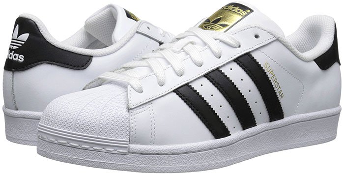 The adidas Superstar—seen here in its classic leather and shell-toe construction—remains one of the most enduring silhouettes in sneaker history