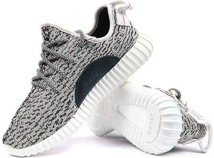 The Adidas Yeezy Boost 350 "Turtle Dove" debuted with a distinctive gray-and-white Primeknit upper and full-length Boost cushioning, establishing the design language that would define the Yeezy 350 line for years to come