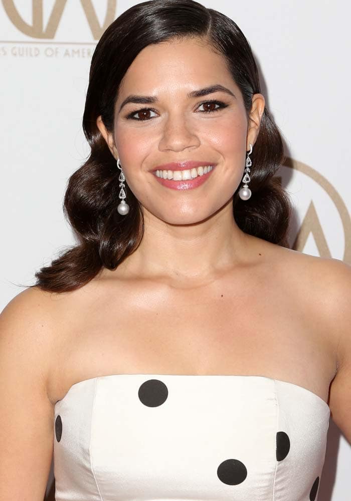 America Ferrera curls her hair for the 27th Annual Producers Guild Awards