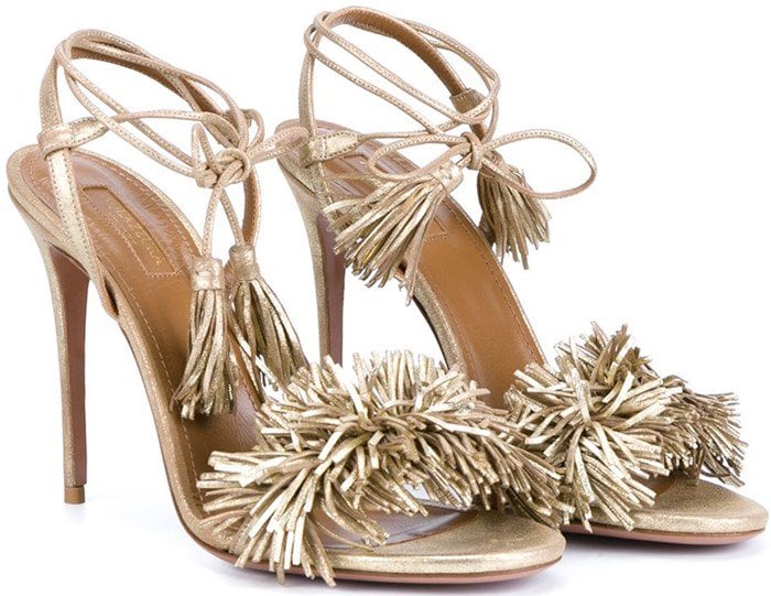 Aquazzura Wild Thing Sandals in Golden Leather