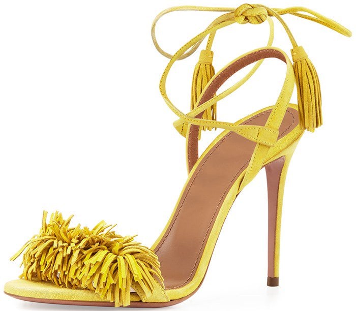 Aquazzura Wild Thing Sandals in Tulip Yellow