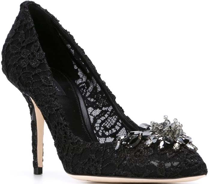 Dolce Gabbana Embellished Lace Pumps