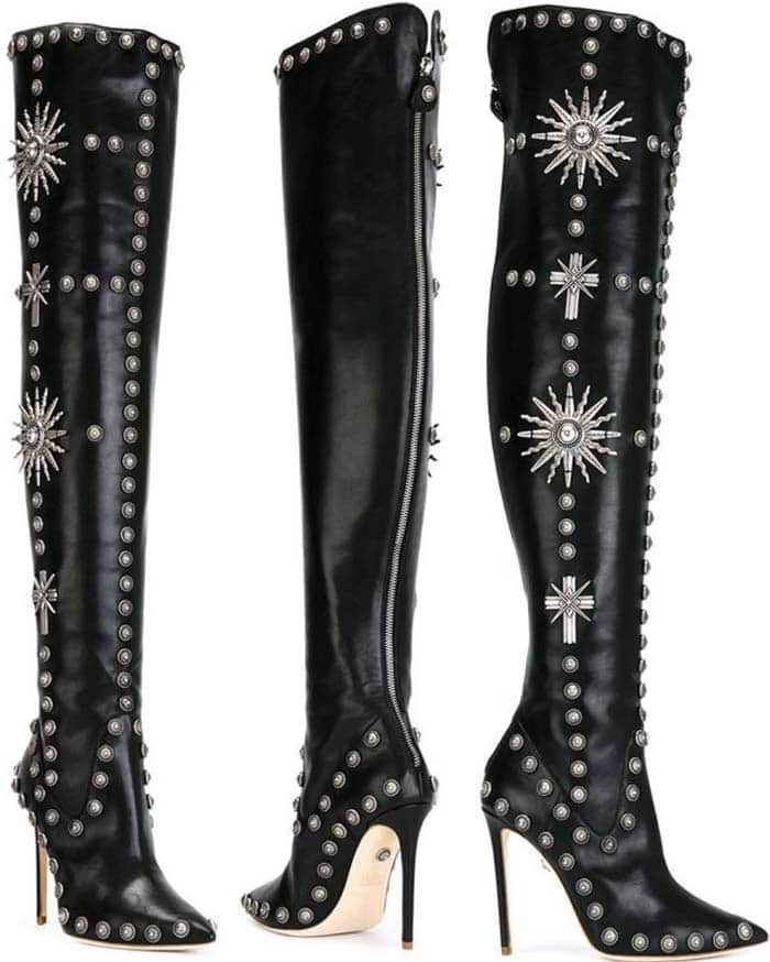 Fausto Puglisi Over-the-Knee Studded Boots