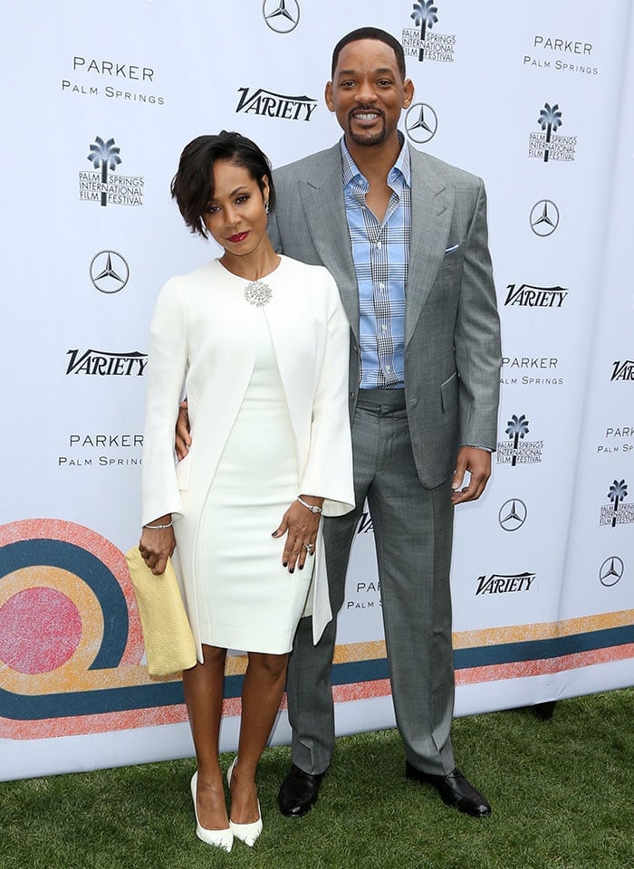 Jada Pinkett Smith and Will Smith pose for photos together shortly after their wedding anniversary
