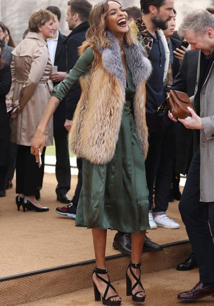 Jourdan Dunn at the Burberry London Menswear Show Autumn/Winter 2016 in London on January 11, 2016