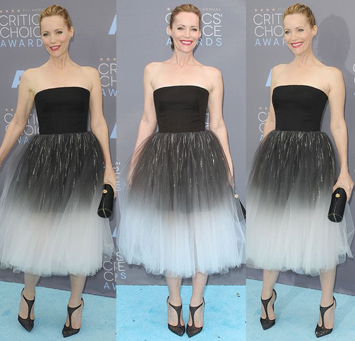 The actress balanced the soft movement of her layered tulle skirt with sharply pointed Christian Louboutin pumps, giving the romantic Monique Lhuillier look a modern red carpet edge