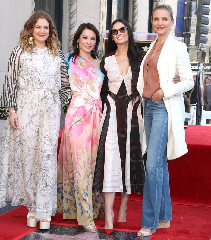 Drew Barrymore, Lucy Liu, Demi Moore, and Cameron Diaz showcased distinct yet complementary styles at Liu’s Walk of Fame ceremony