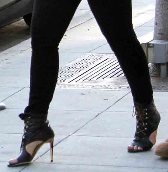 Mariah Carey shows off her feet in Jimmy Choo Minka booties
