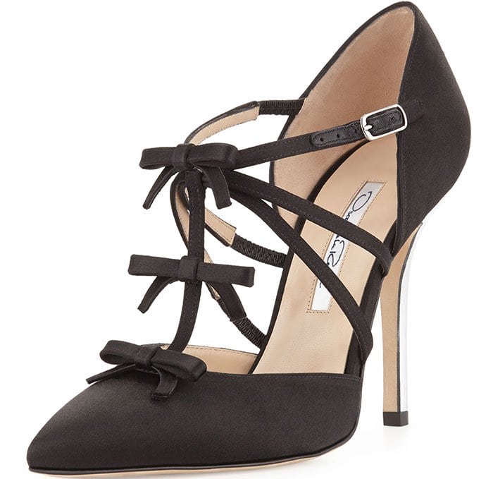 Oscar de la Renta Alice Satin T-Strap Bow Pumps