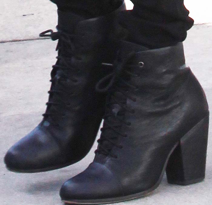 Taylor Swift wears a pair of lace-up Rag Bone booties